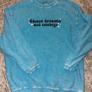 Blue Corded Western Sweater